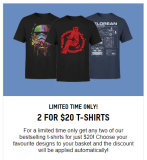 Zavvi 2 shirt promotion for $20