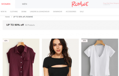 Up to 90% off ROMWE
